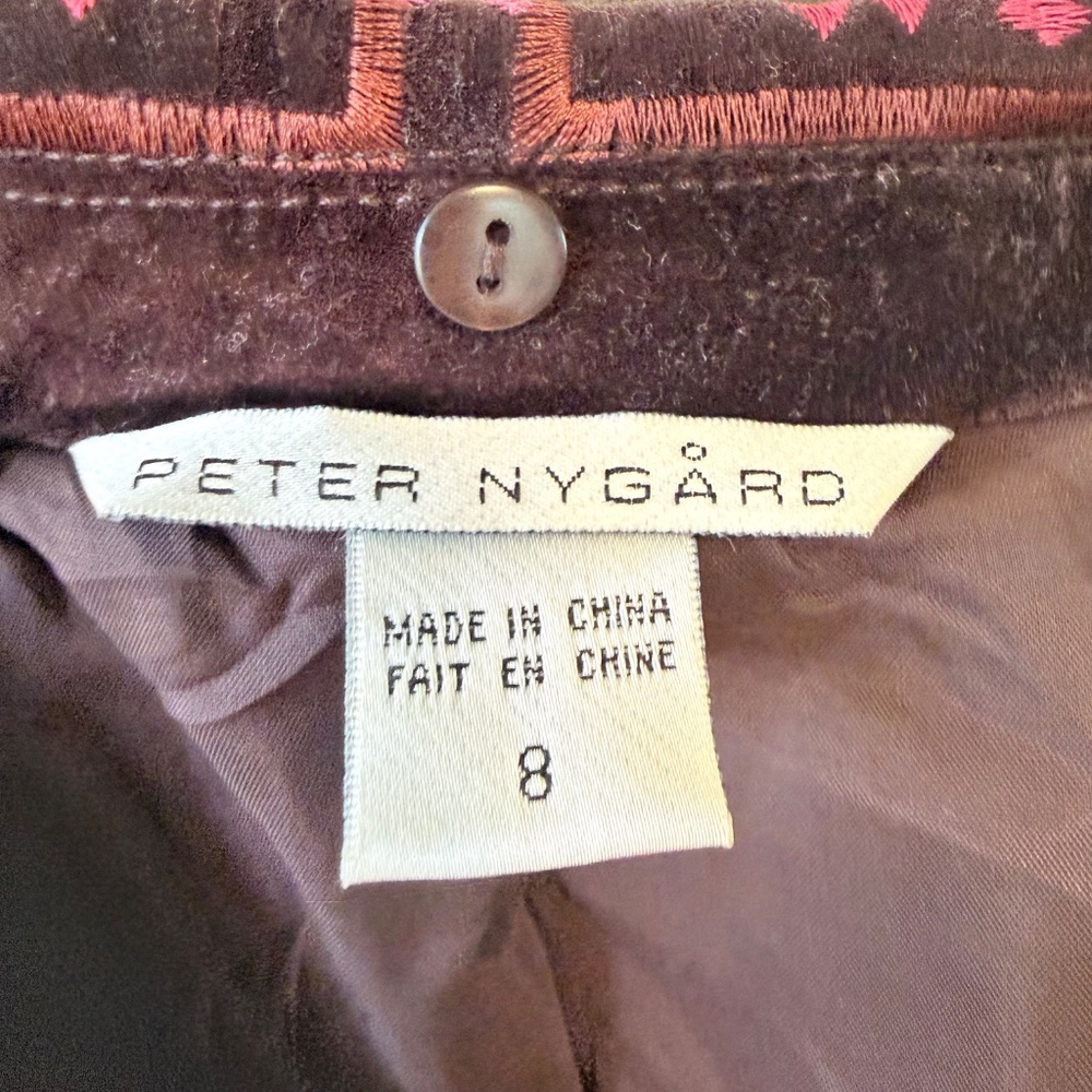 Peter Nygard Purple and Pink Embroidered Velvet Blazer - Picture 13 of 13